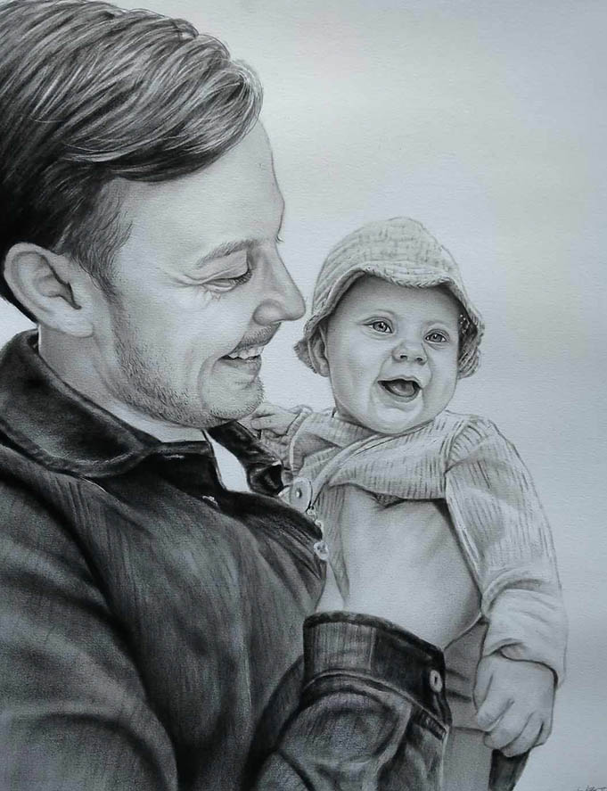 Tegning av far og datter