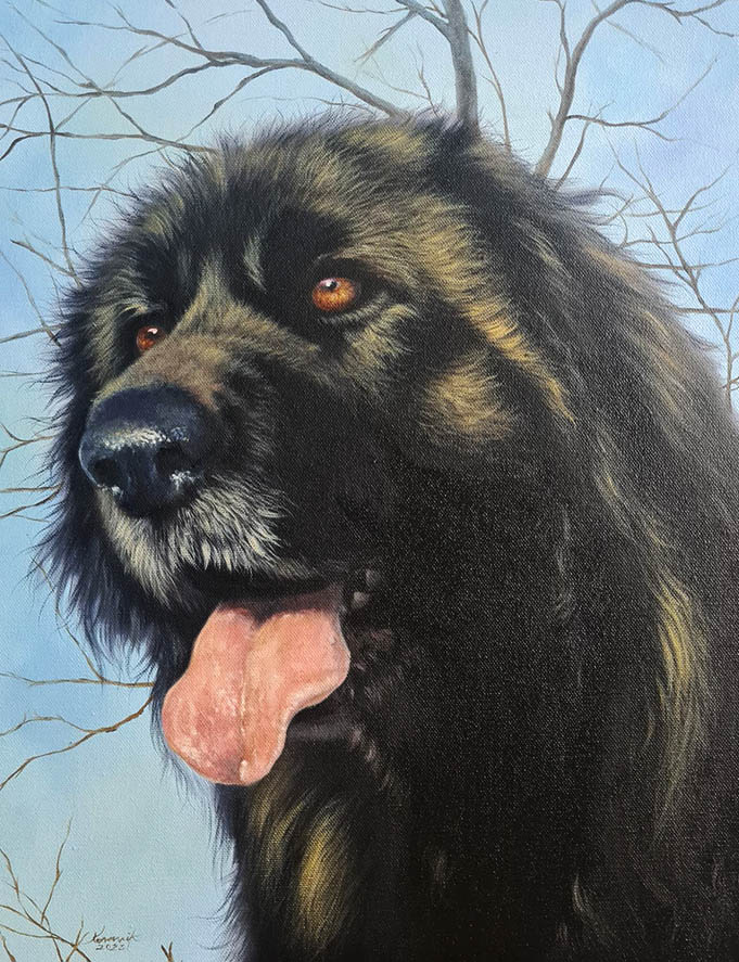 Tilpasset maleri av en svart hund