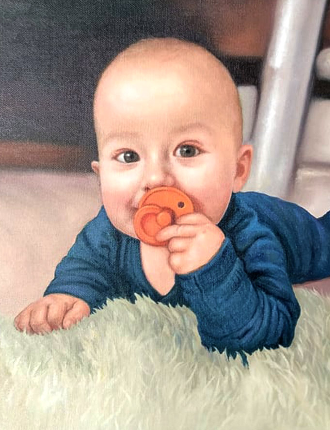 Maler et babybilde vi gjorde for en kunde